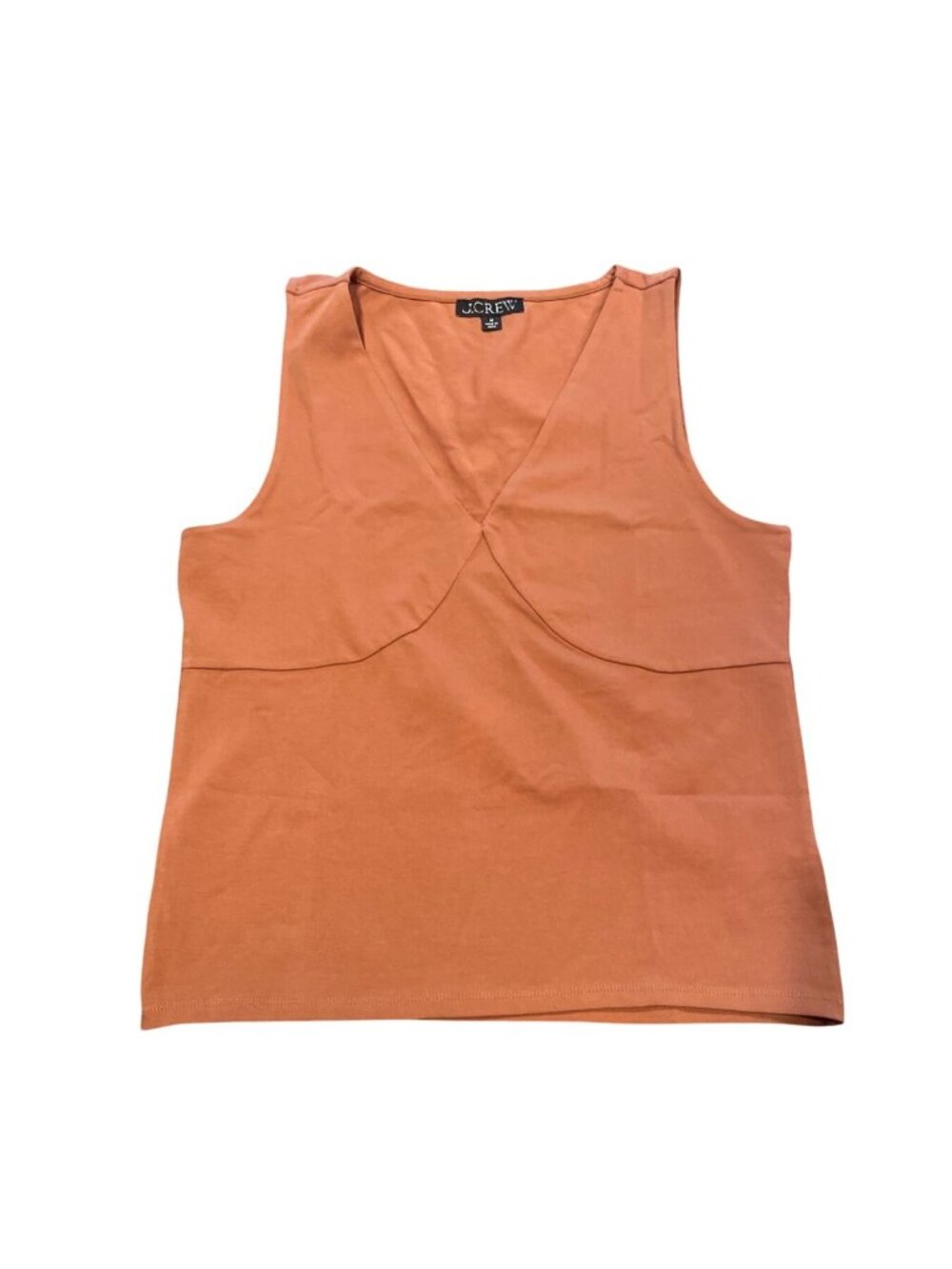 J.Crew V-Neck Tank Top Medium Brown Orange Stretch Cotton Blend Summer Casual